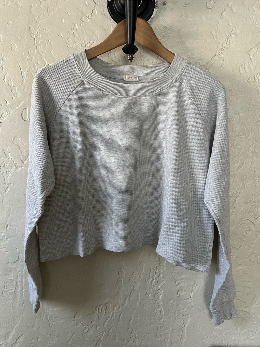 Brandy Melville Gray Thermal Waffle Long Sleeve Knit